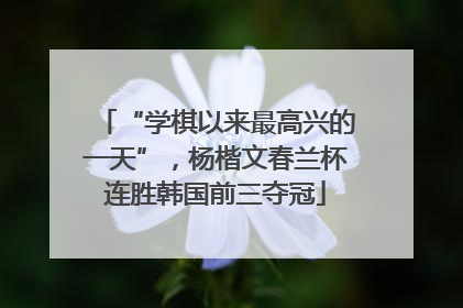 “学棋以来最高兴的一天”，杨楷文春兰杯连胜韩国前三夺冠