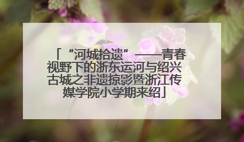 “河城拾遗”——青春视野下的浙东运河与绍兴古城之非遗掠影暨浙江传媒学院小学期来绍