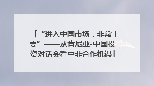 “进入中国市场，非常重要”——从肯尼亚-中国投资对话会看中非合作机遇