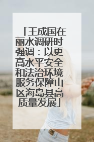 王成国在丽水调研时强调：以更高水平安全和法治环境服务保障山区海岛县高质量发展