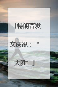 特朗普发文庆祝：“大胜”