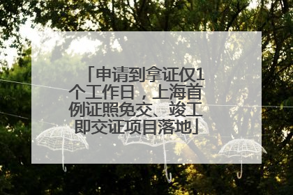 申请到拿证仅1个工作日，上海首例证照免交、竣工即交证项目落地
