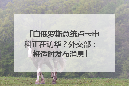 白俄罗斯总统卢卡申科正在访华？外交部：将适时发布消息