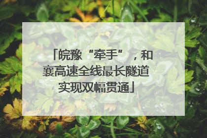皖豫“牵手”，和襄高速全线最长隧道实现双幅贯通