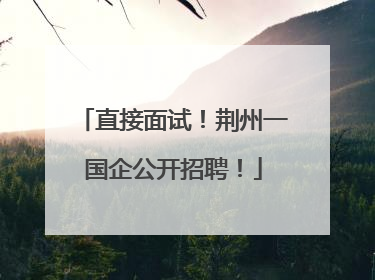 直接面试！荆州一国企公开招聘！