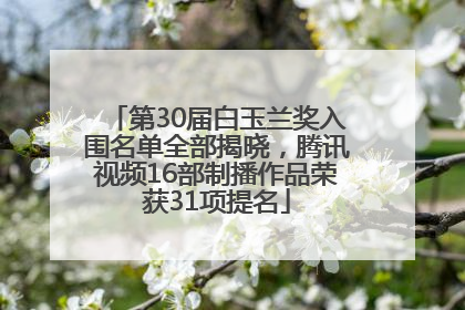 第30届白玉兰奖入围名单全部揭晓，腾讯视频16部制播作品荣获31项提名