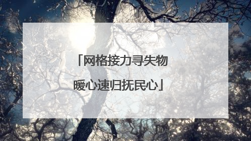 网格接力寻失物 暖心速归抚民心