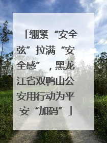 绷紧“安全弦”拉满“安全感”，黑龙江省双鸭山公安用行动为平安“加码”