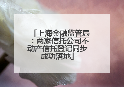 上海金融监管局：两家信托公司不动产信托登记同步成功落地