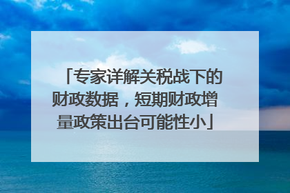专家详解关税战下的财政数据，短期财政增量政策出台可能性小