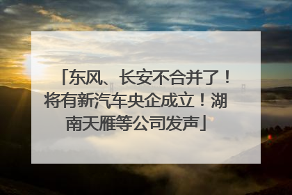 东风、长安不合并了！将有新汽车央企成立！湖南天雁等公司发声