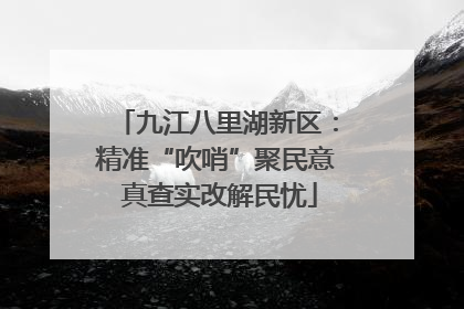 九江八里湖新区：精准“吹哨”聚民意 真查实改解民忧