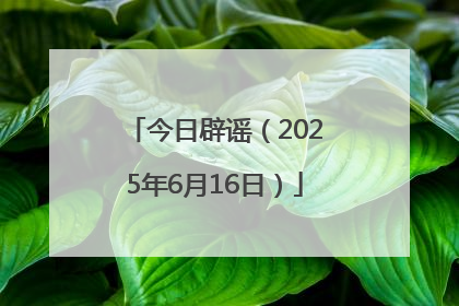今日辟谣（2025年6月16日）