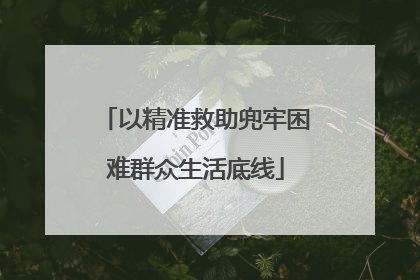 以精准救助兜牢困难群众生活底线