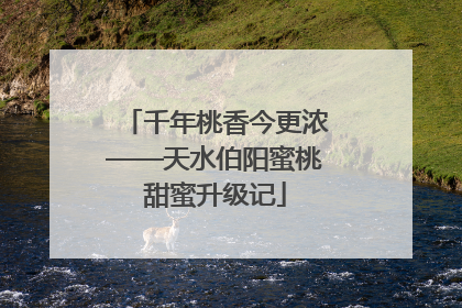 千年桃香今更浓——天水伯阳蜜桃甜蜜升级记