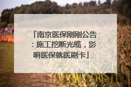 南京医保刚刚公告：施工挖断光缆，影响医保就医刷卡