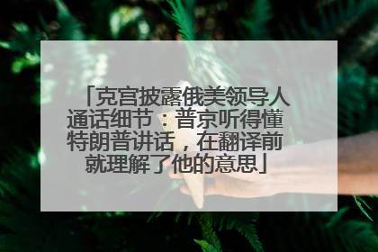 克宫披露俄美领导人通话细节：普京听得懂特朗普讲话，在翻译前就理解了他的意思
