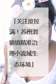 关注度拉满！苏州渭塘镇精准治理小流域生态环境