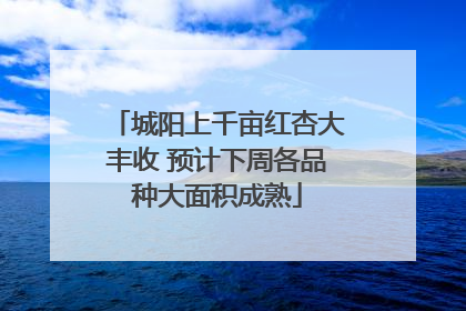 城阳上千亩红杏大丰收 预计下周各品种大面积成熟