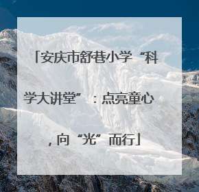 安庆市舒巷小学“科学大讲堂”：点亮童心，向“光”而行