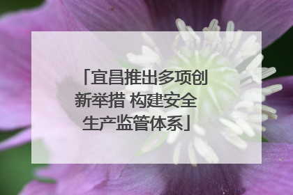 宜昌推出多项创新举措 构建安全生产监管体系
