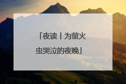 夜读丨为萤火虫哭泣的夜晚