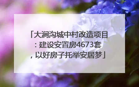 大涧沟城中村改造项目：建设安置房4673套，以好房子托举安居梦