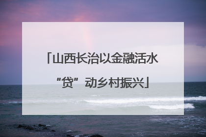 山西长治以金融活水“贷”动乡村振兴