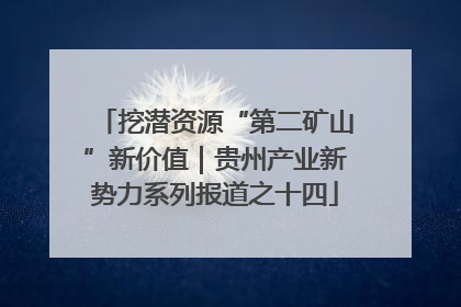 挖潜资源“第二矿山”新价值｜贵州产业新势力系列报道之十四