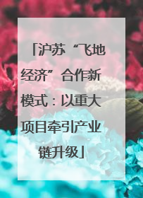 沪苏“飞地经济”合作新模式：以重大项目牵引产业链升级