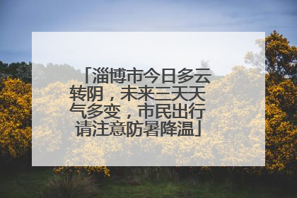 淄博市今日多云转阴，未来三天天气多变，市民出行请注意防暑降温