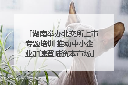 湖南举办北交所上市专题培训 推动中小企业加速登陆资本市场