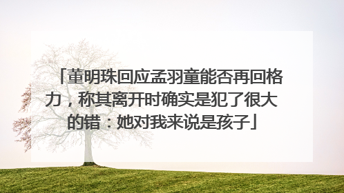 董明珠回应孟羽童能否再回格力，称其离开时确实是犯了很大的错：她对我来说是孩子