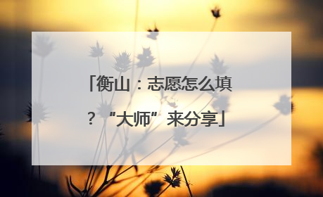 衡山：志愿怎么填？“大师”来分享