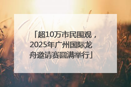 超10万市民围观，2025年广州国际龙舟邀请赛圆满举行