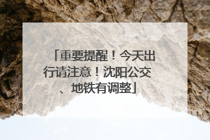 重要提醒！今天出行请注意！沈阳公交、地铁有调整