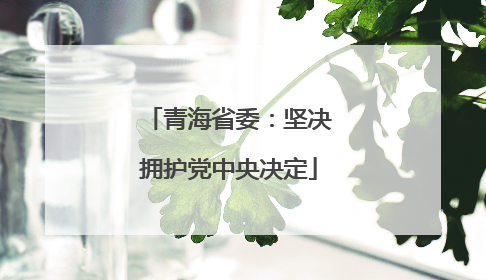 青海省委：坚决拥护党中央决定