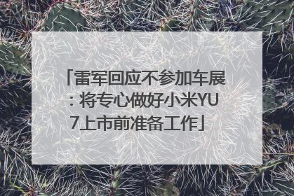 雷军回应不参加车展：将专心做好小米YU7上市前准备工作