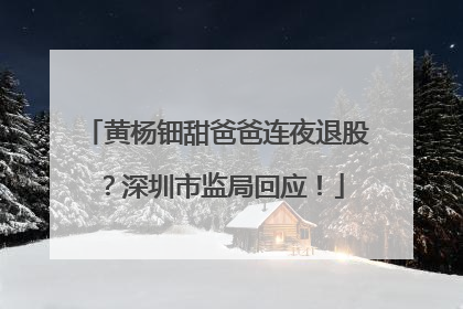 黄杨钿甜爸爸连夜退股？深圳市监局回应！