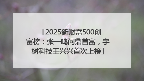 2025新财富500创富榜：张一鸣问鼎首富，宇树科技王兴兴首次上榜