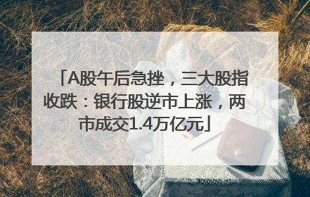 A股午后急挫，三大股指收跌：银行股逆市上涨，两市成交1.4万亿元